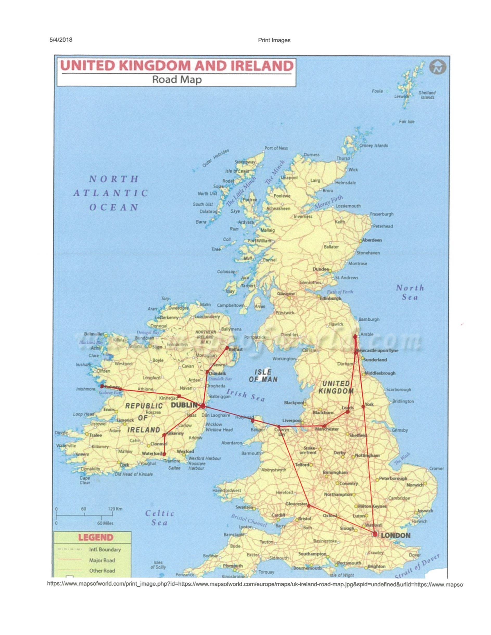 Ireland trip map Ireland